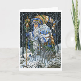 Cartão De Festividades Papai noel azul da floresta