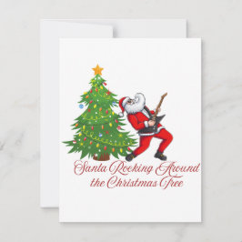 Cartão De Festividades Papai Noel Balançando em Volta da Árvore de Natal 