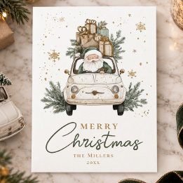 Cartão De Festividades Papai Noel Boho Água Natal Água-forte Natal