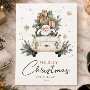Cartão De Festividades Papai Noel Boho Água Natal Água-forte Natal