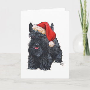 Cartão De Festividades Papai Noel brincalhão da raça Scottish Terrier
