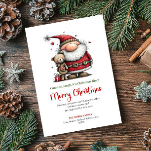 Cartão De Festividades Papai Noel Caprichoso Cartoon Saudação Festiva de 