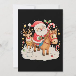Cartão De Festividades Papai Noel Cavalgando Cavalo Fofo Natal Férias De 