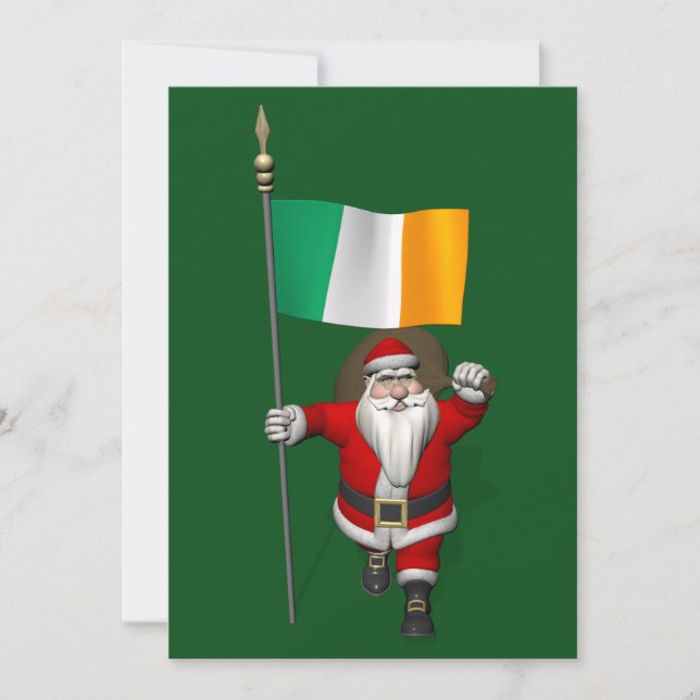 Cartão De Festividades Papai Noel Com Alferes Da Irlanda (Frente)