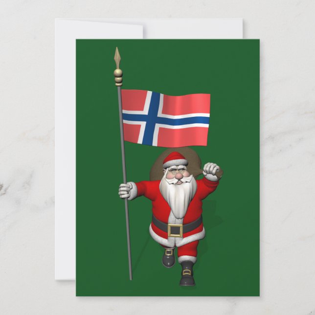 Cartão De Festividades Papai Noel Com Alferes Da Noruega (Frente)