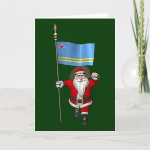 Cartão De Festividades Papai Noel Com Alferes De Aruba