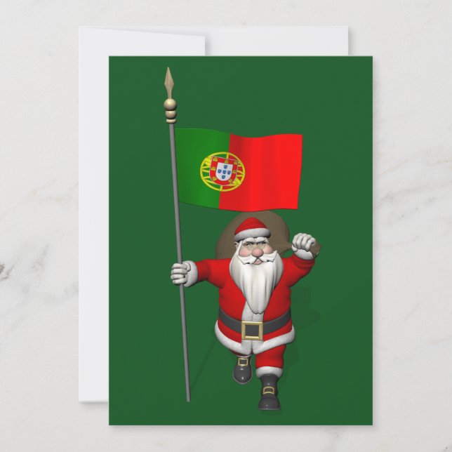 Cartão De Festividades Papai Noel com Alferes de Portugal (Frente)