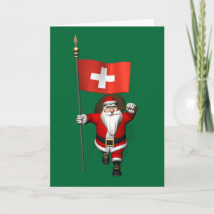 Cartão De Festividades Papai Noel Com Alferes De Suiça