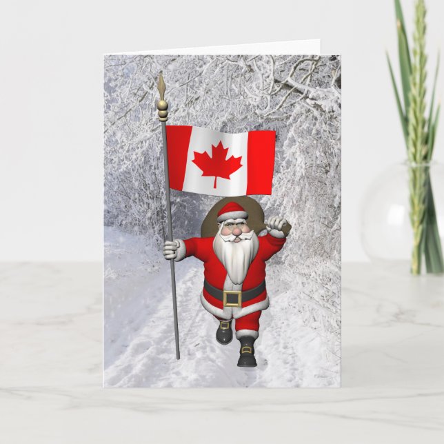 Cartão De Festividades Papai Noel Com Alferes Do Canadá (Frente)