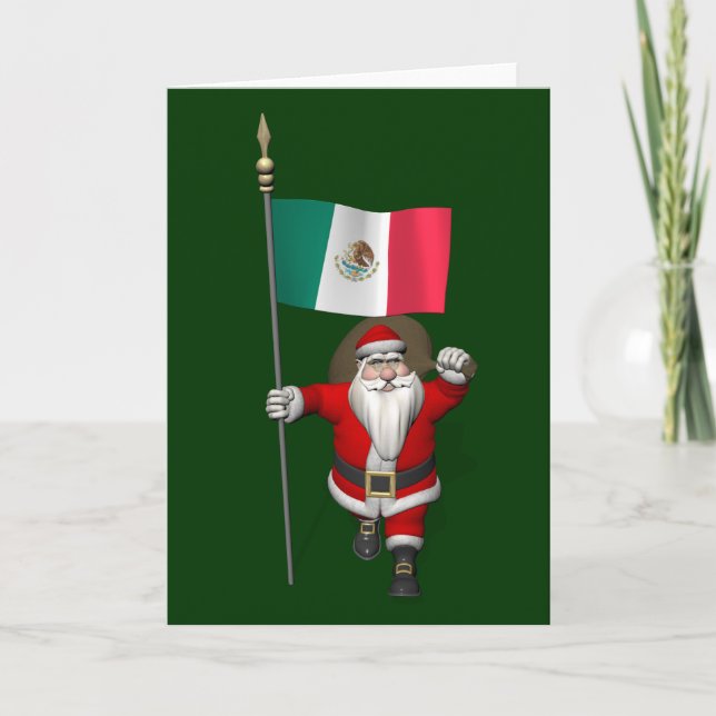 Cartão De Festividades Papai Noel Com Alferes Do México (Frente)