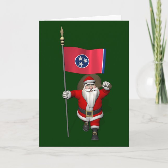 Cartão De Festividades Papai Noel Com Alferes Do Tennessee (Frente)
