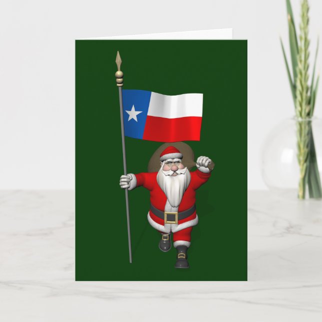 Cartão De Festividades Papai Noel Com Alferes Do Texas (Frente)