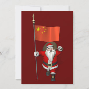 Cartão De Festividades Papai Noel Com Bandeira Da China