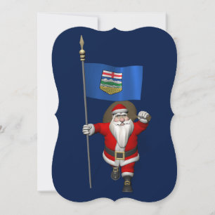 Cartão De Festividades Papai Noel Com Bandeira De Alberta