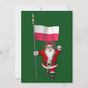 Cartão De Festividades Papai Noel Com Bandeira De Polônia