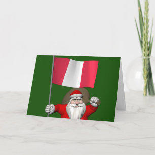 Cartão De Festividades Papai Noel Com Bandeira Do Peru