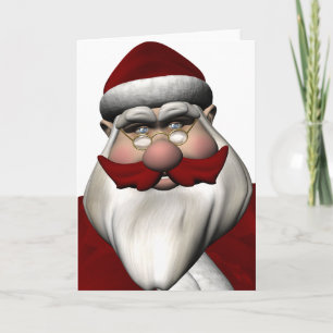 Cartão De Festividades Papai Noel com bigode vermelho