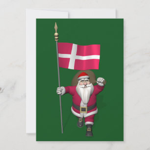 Cartão De Festividades Papai Noel Com Estandarte da Dinamarca Dannebrog