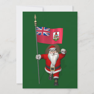 Cartão De Festividades Papai Noel Com Estandarte das Bermudas