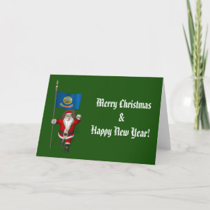 Cartão De Festividades Papai Noel Com Estandarte De Idaho
