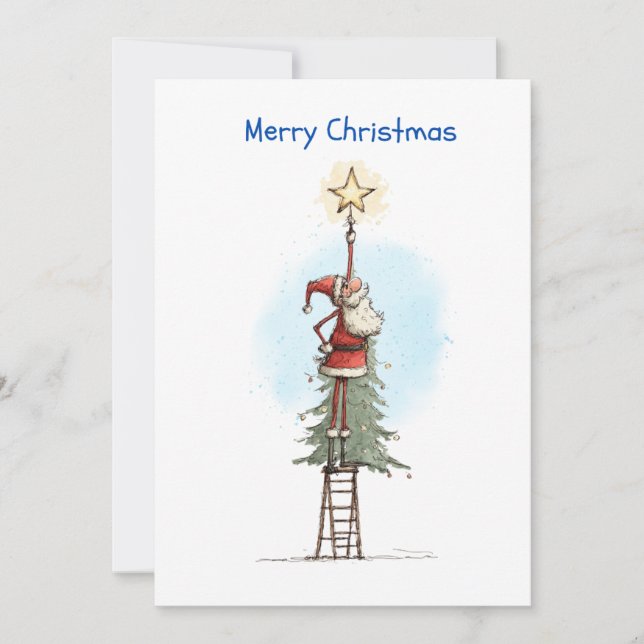 Cartão De Festividades Papai Noel com Estrela (Frente)