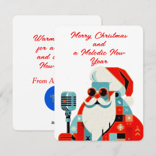 Cartão De Festividades Papai Noel com microfone na mão