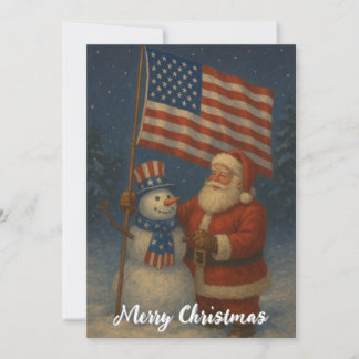 Cartão De Festividades Papai Noel com Natal de Boneco de Neve
