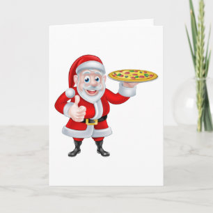 Cartão De Festividades Papai noel com pizza