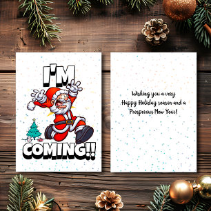 Cartão De Festividades Papai Noel Correndo, Humor Feriado 2022 Natal Engr