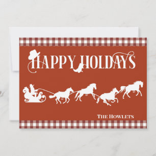 Cartão De Festividades Papai Noel Cowboy Ocidental Cavalo de Trenó Natal