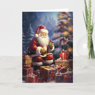 Cartão De Festividades Papai Noel Dando Presentes Natal