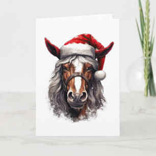 Cartão De Festividades Papai Noel de Cavalo Chapéu de Cowboy Natal Ociden