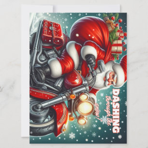 Cartão De Festividades Papai Noel de moto