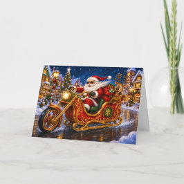 Cartão De Festividades Papai Noel de Moto Chopper Motocicleta Natal Diver