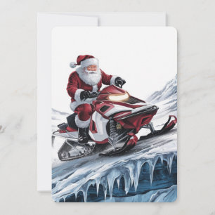 Cartão De Festividades Papai Noel de Moto de Neve