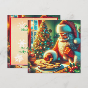 Cartão De Festividades Papai Noel de Natal Antigo Comendo Biscoitos