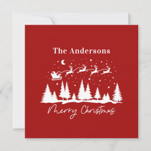 Cartão De Festividades Papai Noel de Natal e trenó de rena 