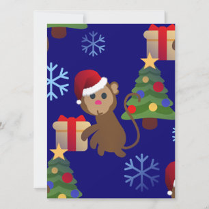 Cartão De Festividades papai noel de natal, macaco emoji