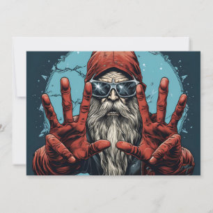 Cartão De Festividades Papai Noel de Natal Vintage Rock and Roll Heavy Me