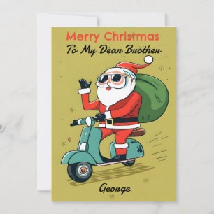 Cartão De Festividades Papai Noel de Scooter Óculos de Sol e Presentes de