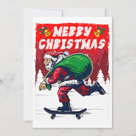 Cartão De Festividades Papai Noel de skate natalino engraçado