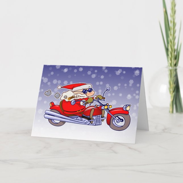 Cartão De Festividades Papai noel do motociclista (Frente)
