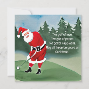 Cartão De Festividades Papai Noel do Natal de golfe está jogando golfe no