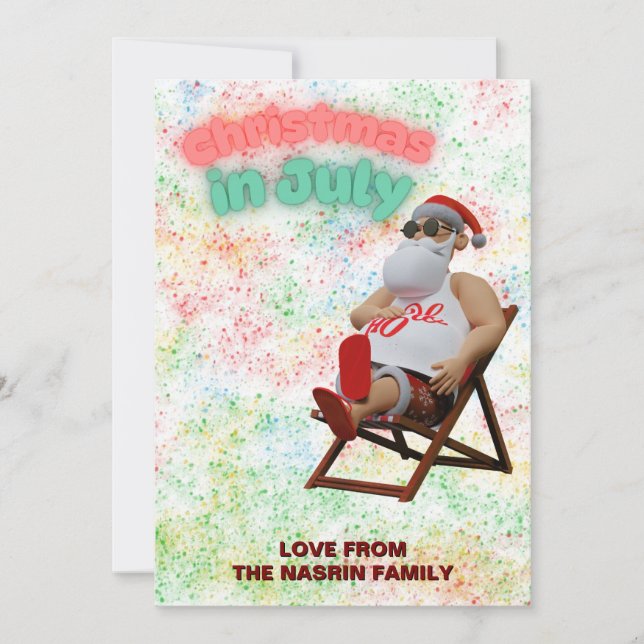 Cartão De Festividades Papai Noel do Natal em Julho  (Frente)