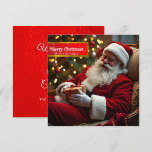 Cartão De Festividades Papai Noel dormindo com desejos SqFC