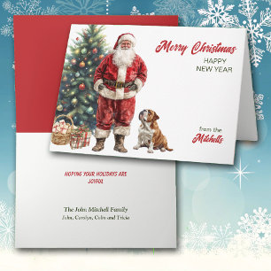 Cartão De Festividades Papai Noel e Natal do Bulldog