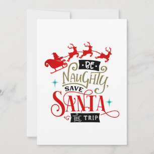 Cartão De Festividades Papai Noel e Rena Divertido Natal