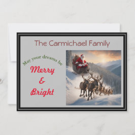 Cartão De Festividades Papai Noel e renas na véspera de Natal