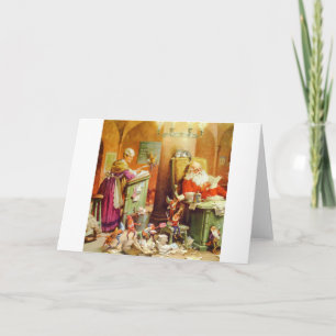 Cartão De Festividades Papai Noel e Sra. Claus no Polo Norte