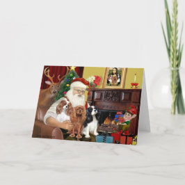 Cartão De Festividades Papai Noel e Três Cavaleiros